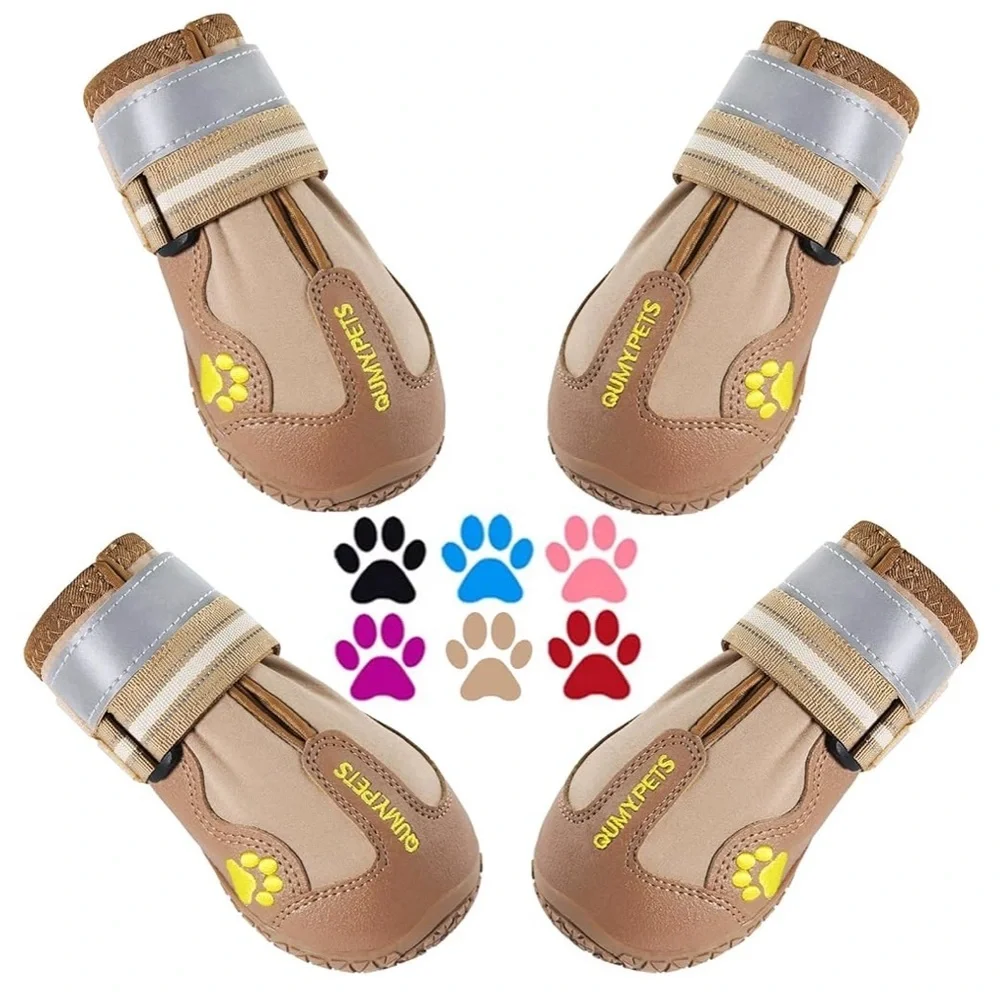 QUMY Dog Shoes Khaki Size 7 for Large Dogs